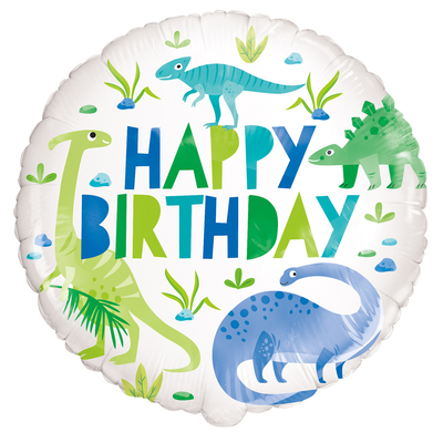 45cm Dinosaur Happy Birthday Foil Balloon