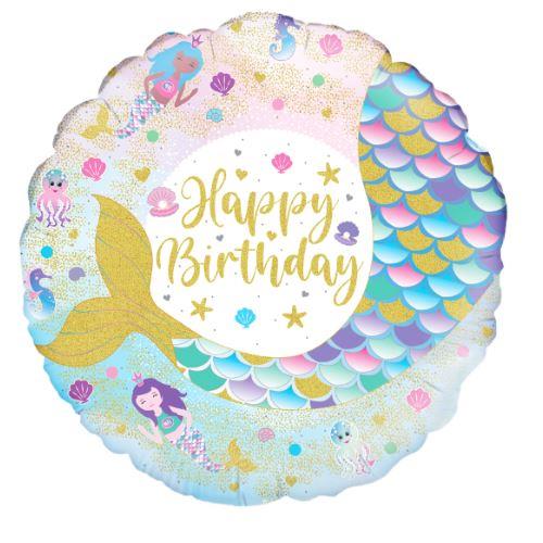 45cm Shimering Mermaid Birthday Iridescent Foil Balloon