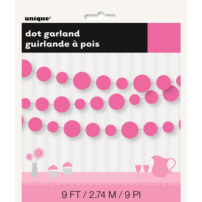Dots Hot Pink Paper Garland 2.74m