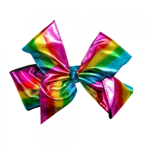 Large Shiny Rainbow Bow with Clip