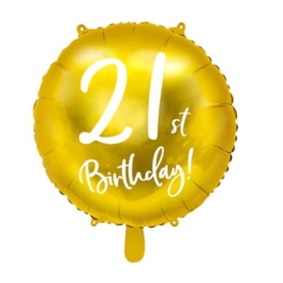 Party Deco Foil Matte Cursive 21st Birthday Gold 45cm