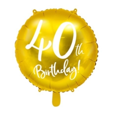 Party Deco Foil Matte Cursive 40th Birthday Gold 45cm