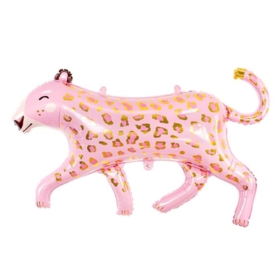 Party Deco Foil Shape Glossy Pink Leopard with Gold Spots 114cm x 80cm