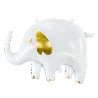 Party Deco Matte White Elephant with Gold Detail Foil Shape Balloon 83x58cm