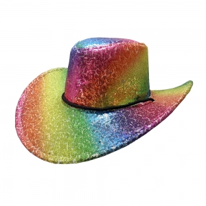Rainbow Glitter Cowboy Hat
