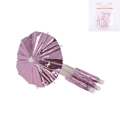 12pk Metallic Pink Umbrella Pick