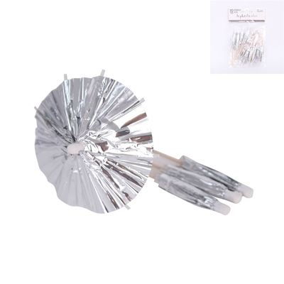 12pk Metallic Silver Umbrella Pick