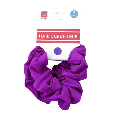2pk Fluro Hair Scrunchie Purple
