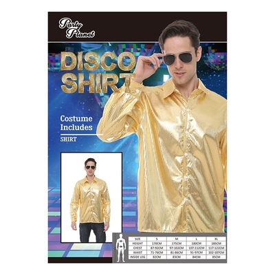 Gold Sequin Printed Disco Shirt