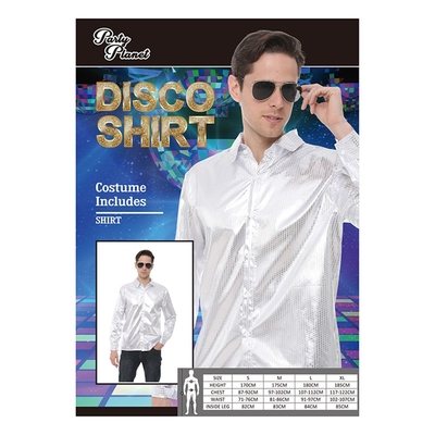 Silver Sequin Printed Disco Shirt