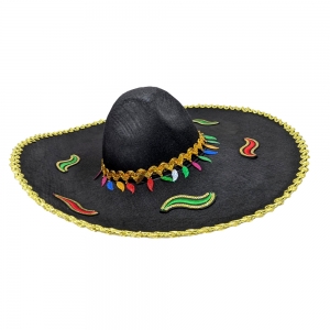 Black Mexican Hat with Chill Design