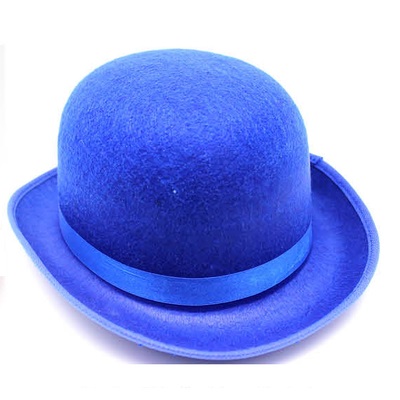 Blue Felt Bowler Hat