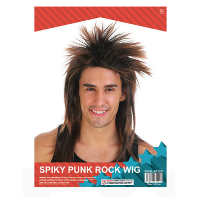 Spiky Punk Rock Wig Brown