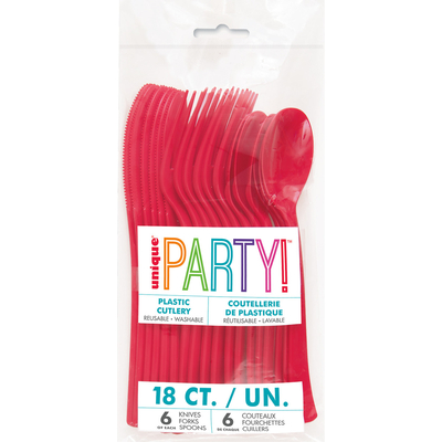 18pk Ruby Red Assorted Reusable Cutlery
