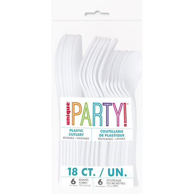 18pk White Assorted Reusable Cutlery
