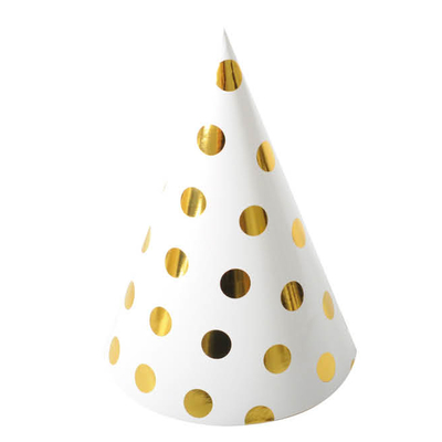 6pk Gold Dots Party Hats