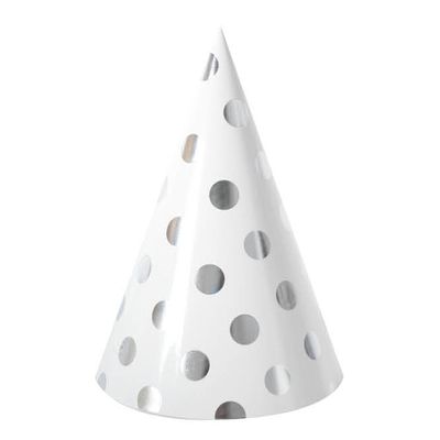 6pk Silver Dots Party Hats