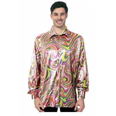 Adult Disco Shirt Rainbow Swirl