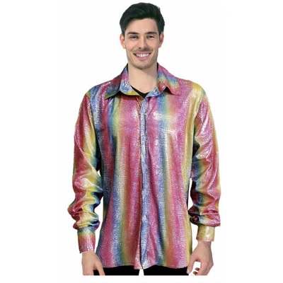 Adult Disco Shirt Rainbow
