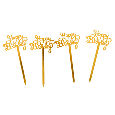Happy Birhday Cupcake Toppers Gold