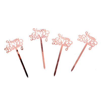Happy Birthday Cupcake Toppers Rose Gold