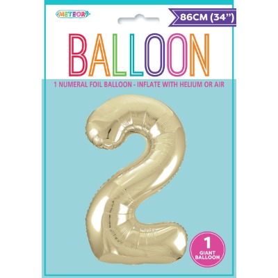 86cm Champagne Numeral 2 Foil Balloon