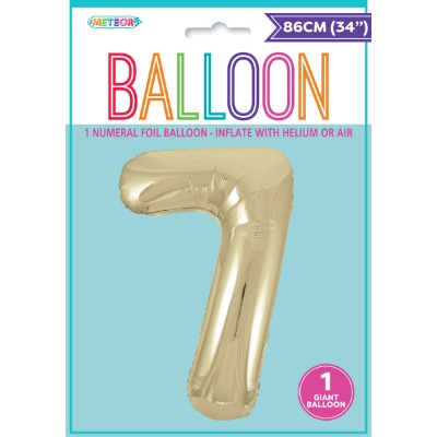 86cm Champagne Numeral 7 Foil Balloon