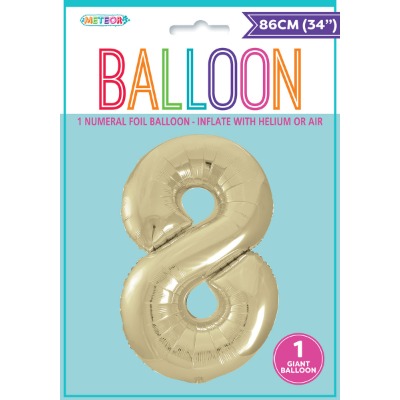 86cm Champagne Numeral 8 Foil Balloon