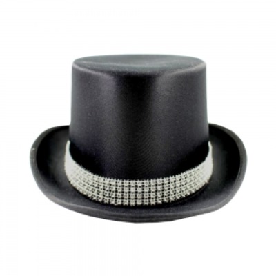 Black Top Hat with Diamante Headband
