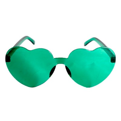 Green Perspex Heart Party Glasses