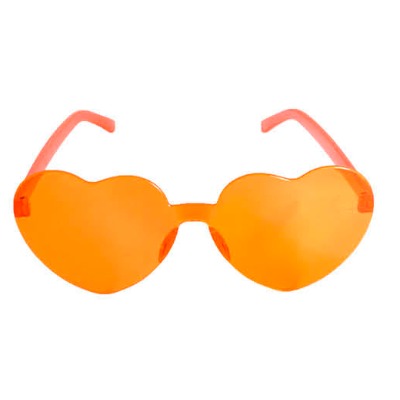 Orange Perspex Heart Party Glasses