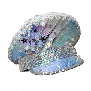 Turquise Festival Cap with Scattered Silver Stars