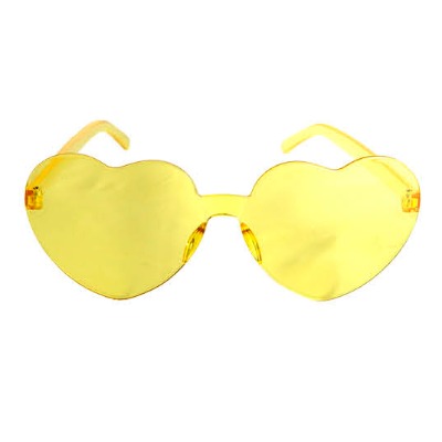 Yellow Perspex Heart Party Glasses