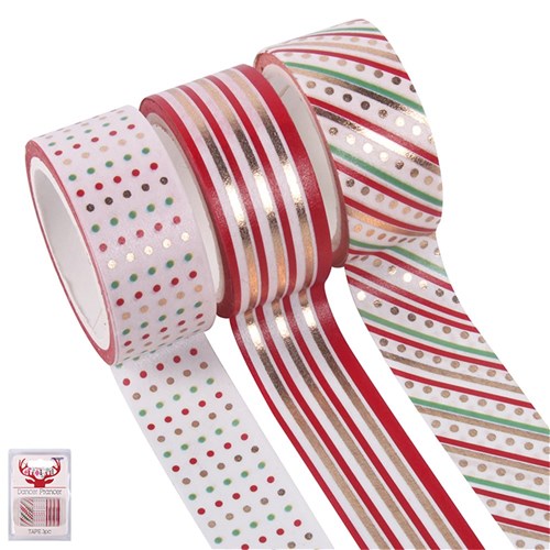 3pk Christmas Washi Tape Red