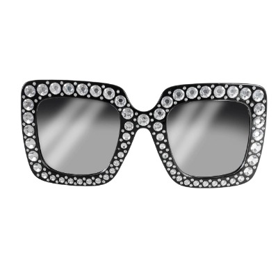 Black Square Frame Diamonte Party Glasses 1