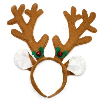 Brown Reindeer Headband with Bells