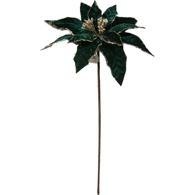 Christmas Forest Green Poinsettia 29cm with 45cm Stem