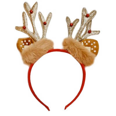Reindeer Plush Ear with Bell Headband