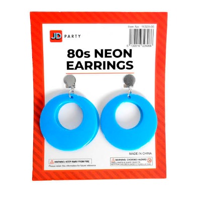80s Neon Earrings Blue