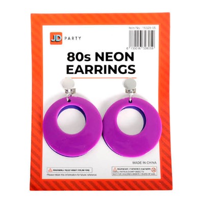 80s Neon Earrings Purple