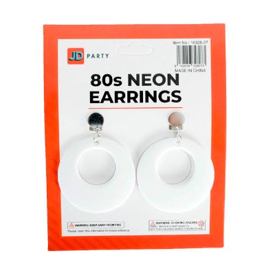 80s Neon Earrings White