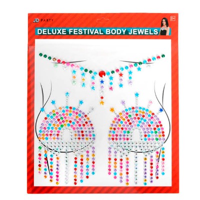 Deluxe Body Diamante Stickers Rainbow Arch