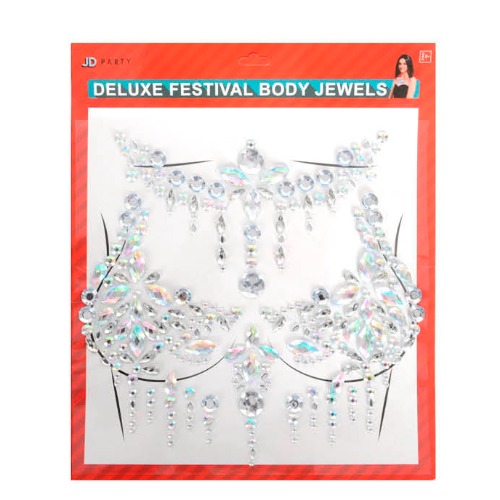 Deluxe Body Diamante Stickers Silver Gems