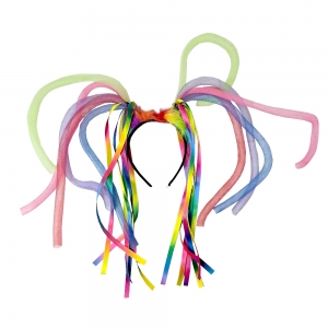 Headband with Rainbow Noodles Ribbons