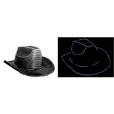 Light Up Sequin Cowboy Hat Black