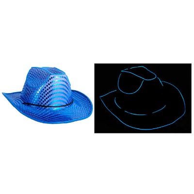 Light Up Sequin Cowboy Hat Blue