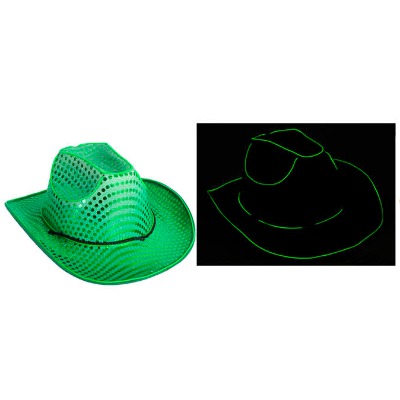 Light Up Sequin Cowboy Hat Green