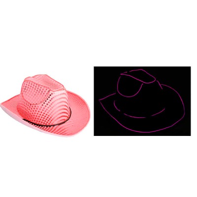 Light Up Sequin Cowboy Hat Pink