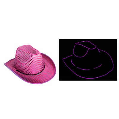 Light Up Sequin Cowboy Hat Purple