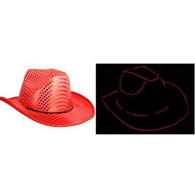 Light Up Sequin Cowboy Hat Red